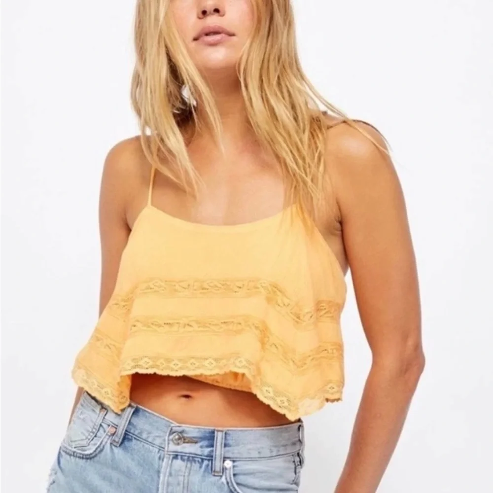 Free People Yellow Crop Top with Spaghetti Straps - Picture 2 of 4